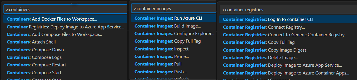 Container commands