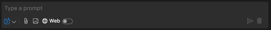 Chat prompt input box in Foundry Toolkit playground showing an attachment icon for adding files.