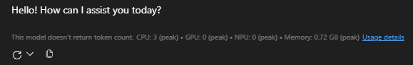 Screenshot showing resource usage for one response