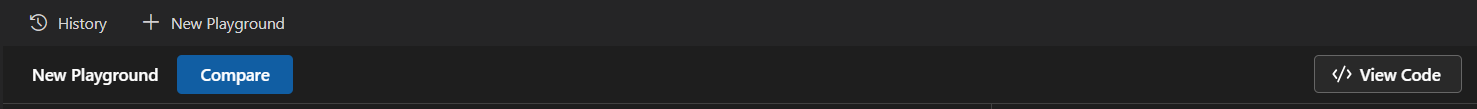 Tool bar in Foundry Toolkit playground showing buttons for clearing chat history, saving chat, and switching modes.