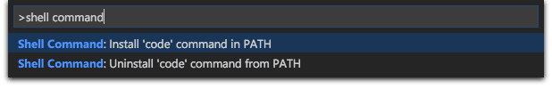 Screenshot showing the Shell Command command in the Command Palette on macOS.