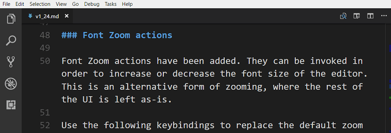 font zoom
